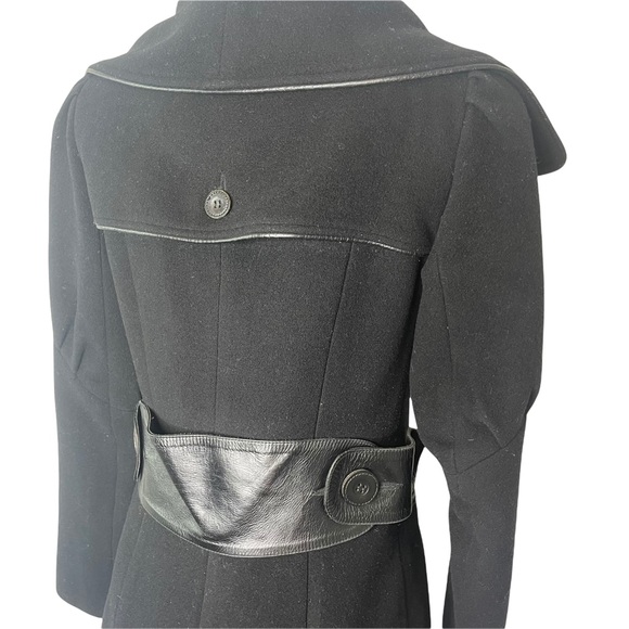MACKAGE Women's Black Wool Cashmere Blend Collard Button Front Long Pea Coat S - Picture 7 of 12